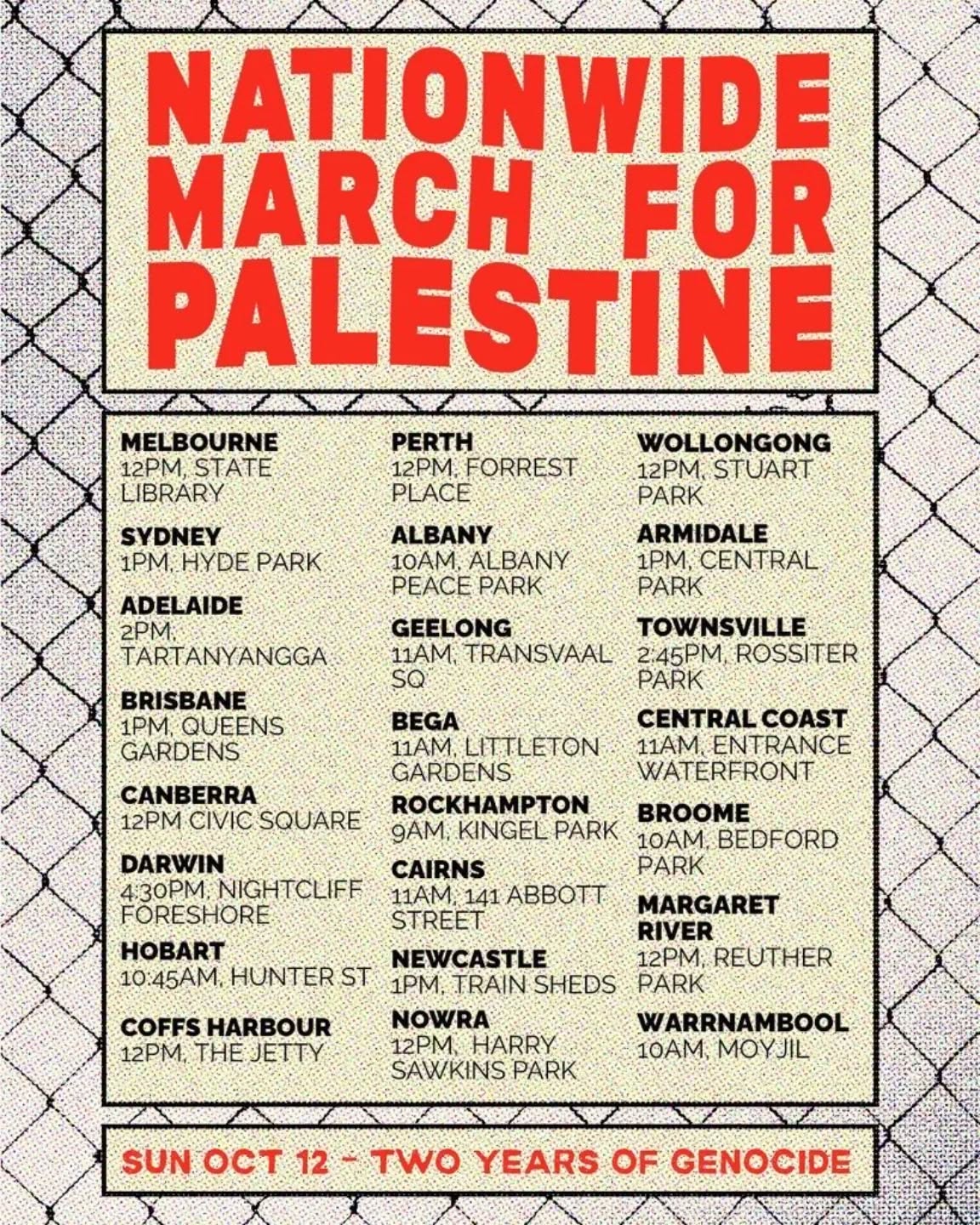 NATIONWIDE MARCH FOR PALESTINE – SUNDAY 12 OCTOBER
