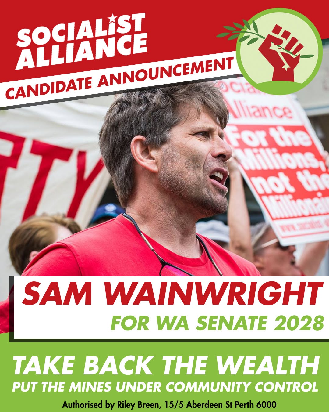 SOCIALIST ALLIANCE CANDIDATE ANNOUNCEMENT