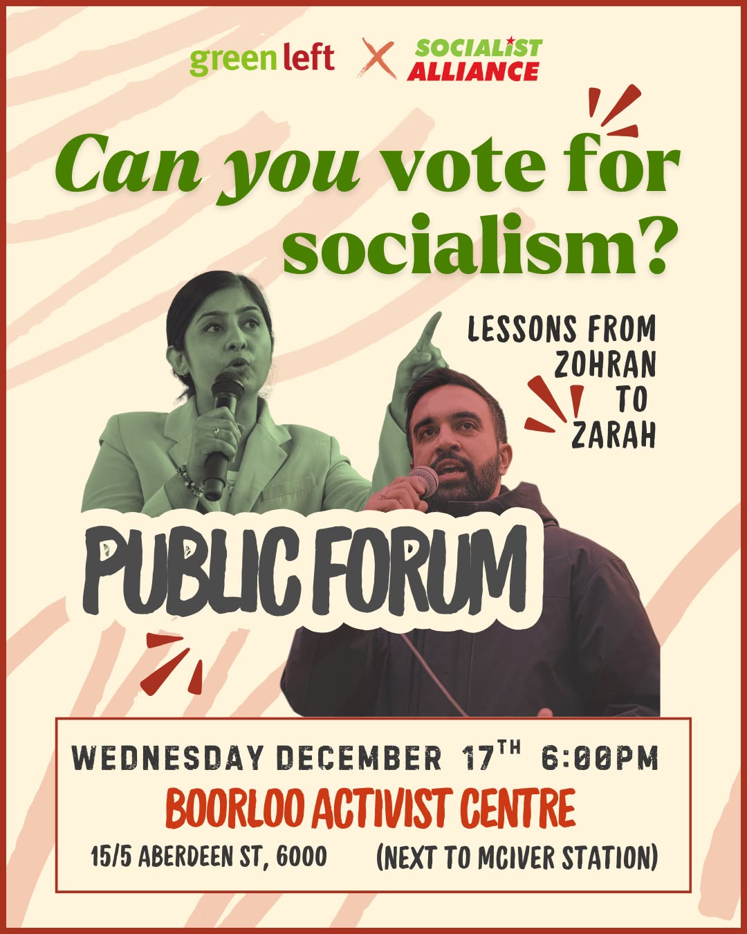 PUBLIC FORUM: Can You Vote For Socialism? Lessons from Zohran to Zarah