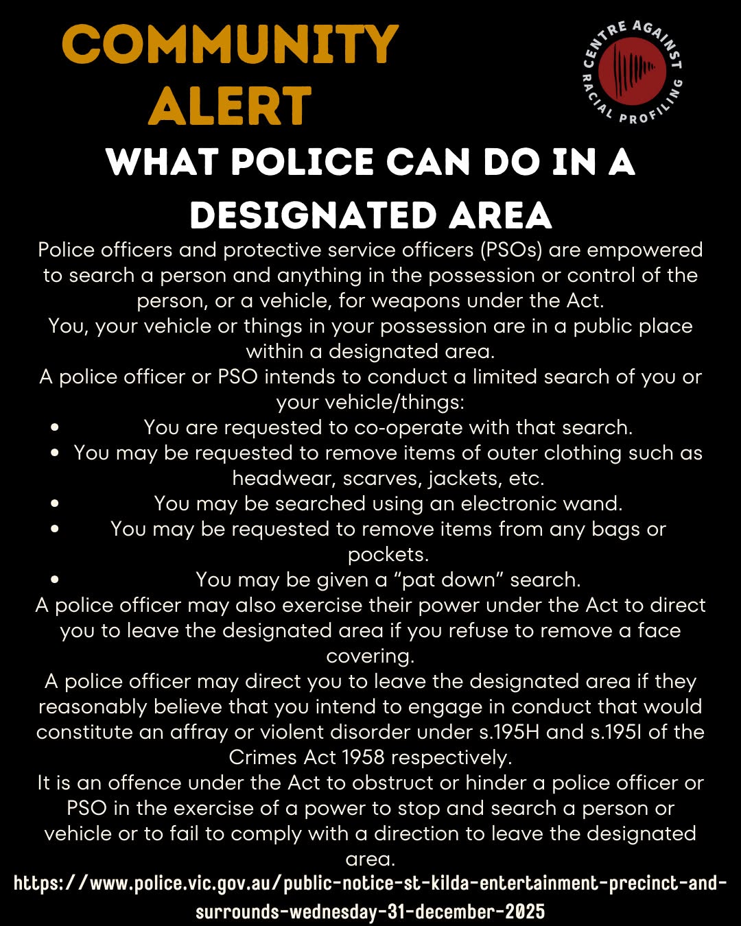 Community Alert! Designated Area Declared