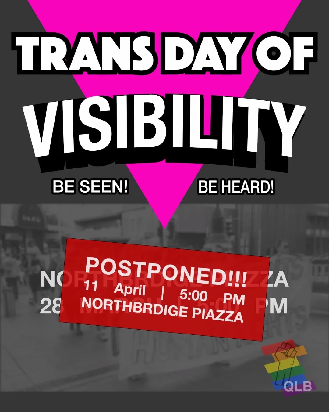 TRANS DAY OF VISIBILITY RALLY POSTPONED