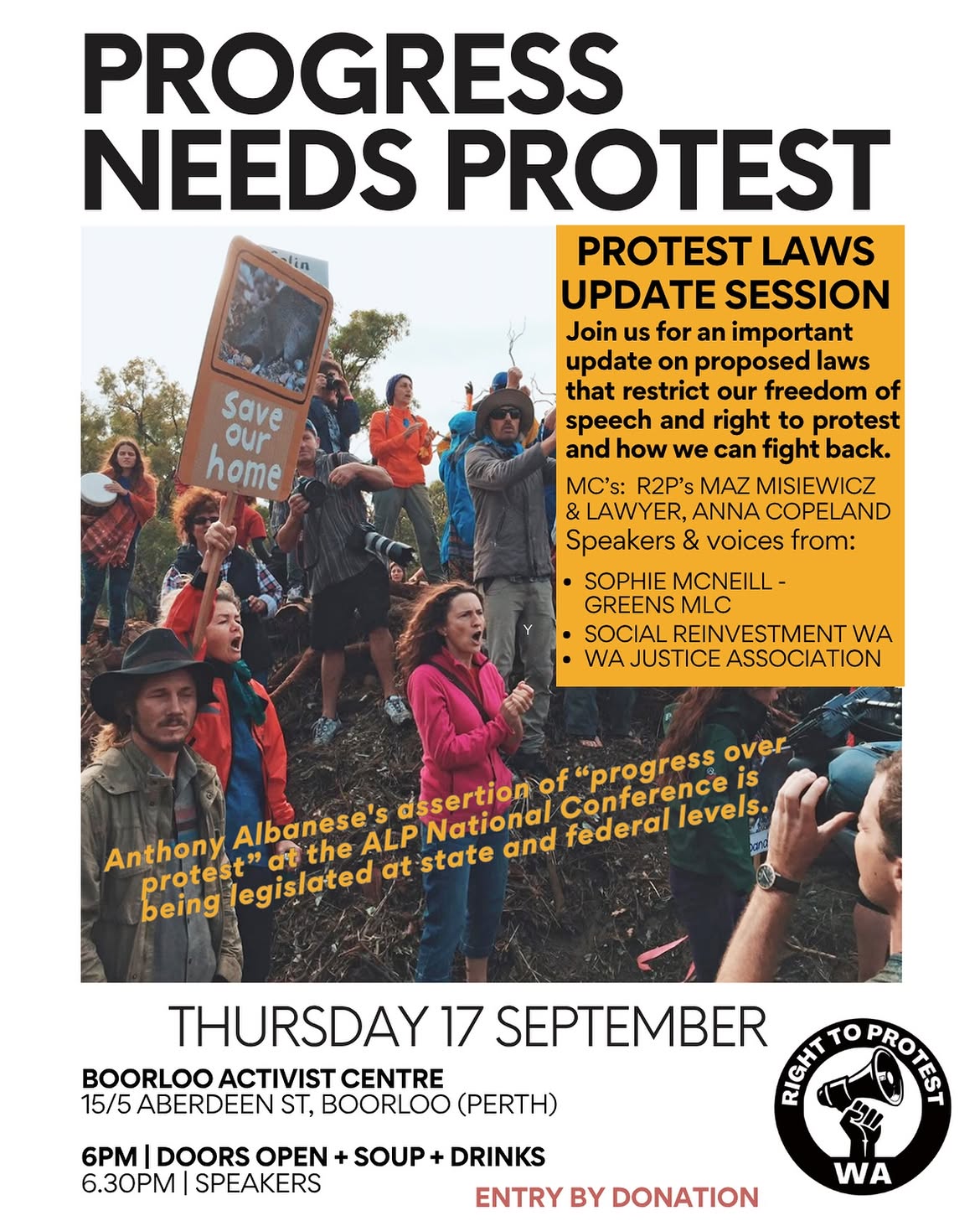PROGRESS NEEDS PROTEST